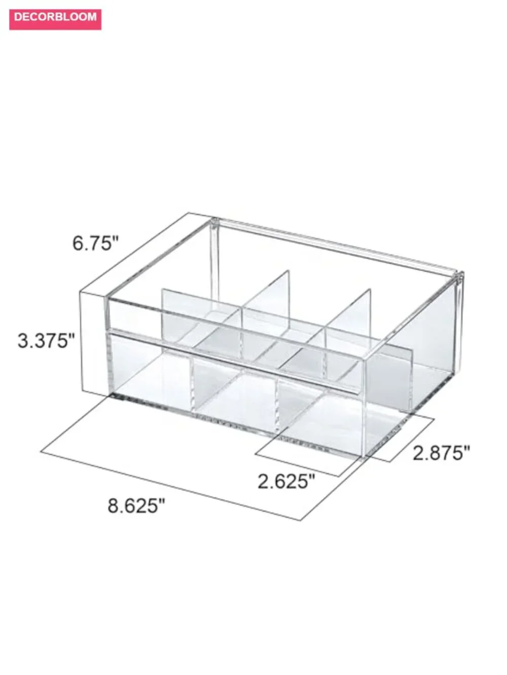 Acrylic Tea Bag Organizer 6-Compartment Clear Plastic Tea Box Storage